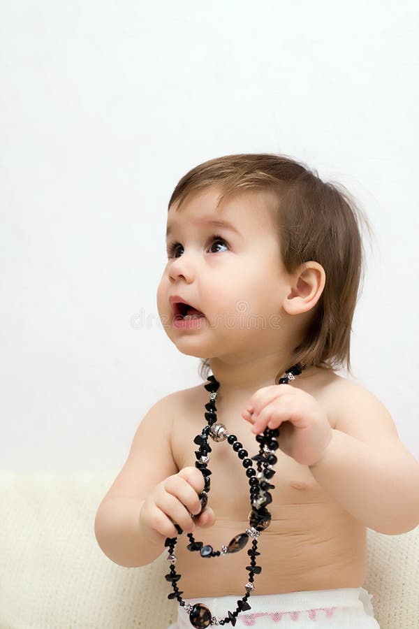 Girl with beads stock photo. Image of blue, happiness 9200056