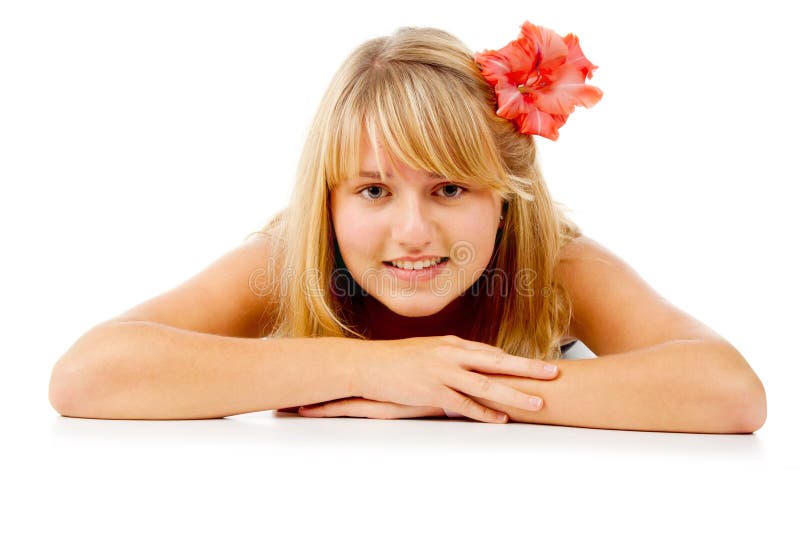 girl with a beautiful flower