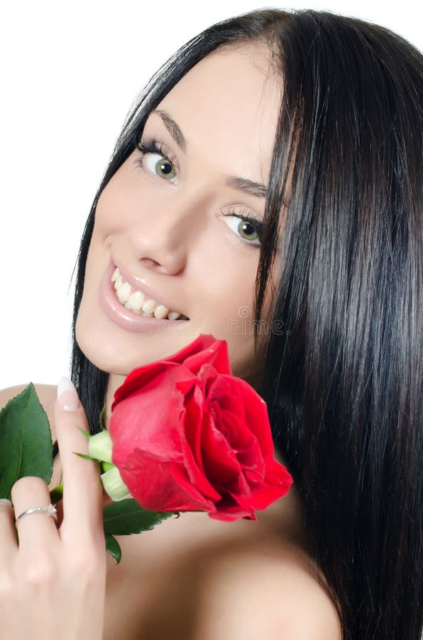 Beautiful Female Holding Red Roses Bouquet, Valentines Day. Stock Image Image of hold, closeup
