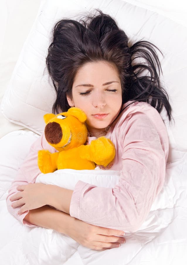 Girl sleeping in bed stock image. Image of cute, pretty 20989851