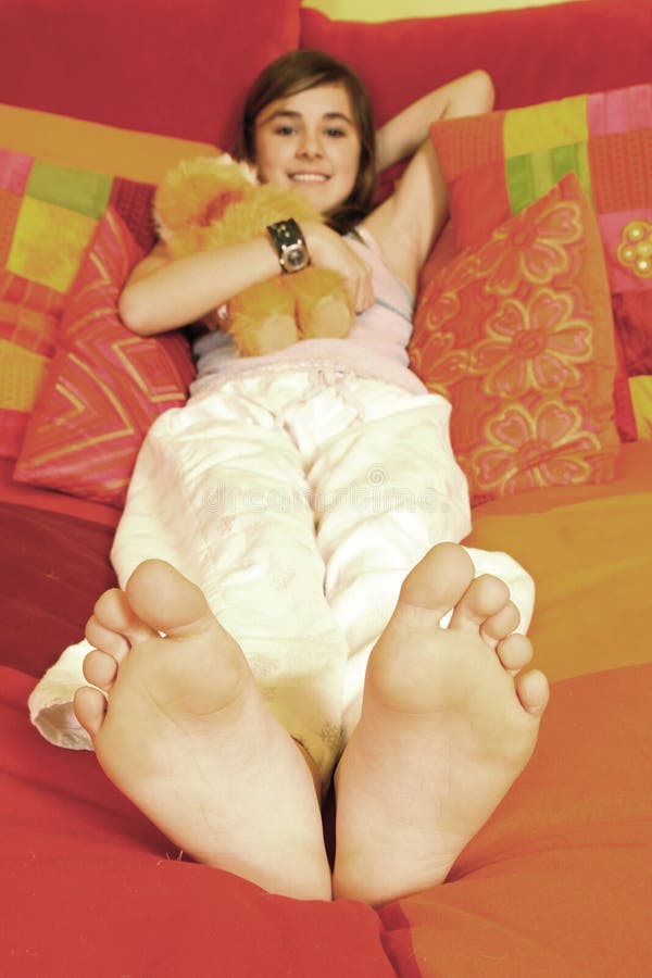 Girl in bed royalty free stock photos