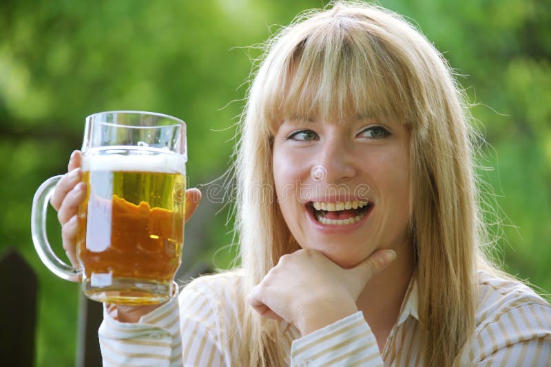 Girl with beer stock image. Image of draught, gastgarten 5274763