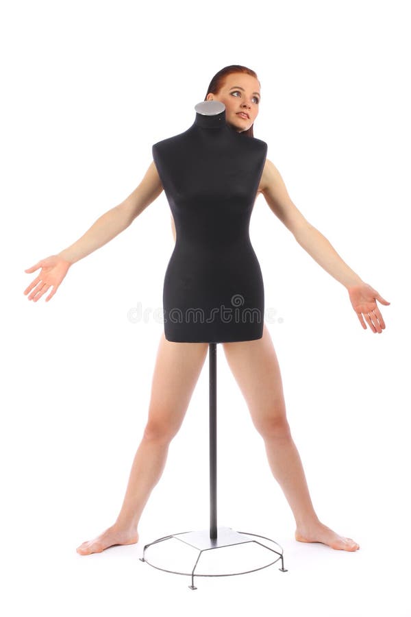 Girl Behind the Black Mannequin Stock Image Image of good, beauty