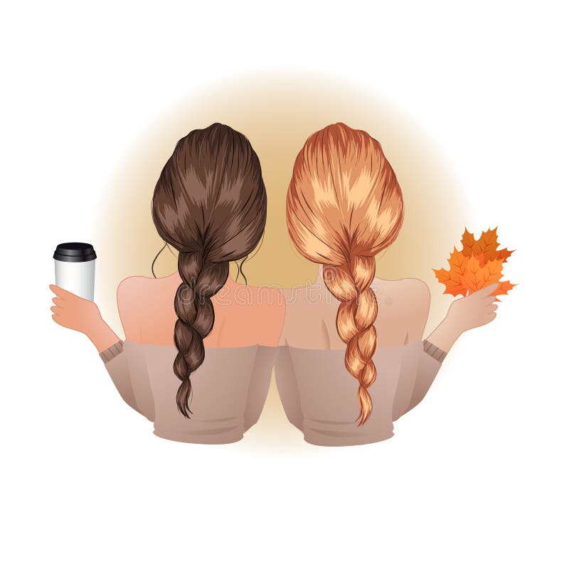 Girl Best Friend with Warm Coffee and Autumn Foliage Stock Vector -  Illustration of girl, concept: 230256470