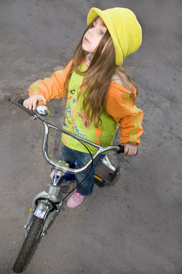 Girl and bicycle