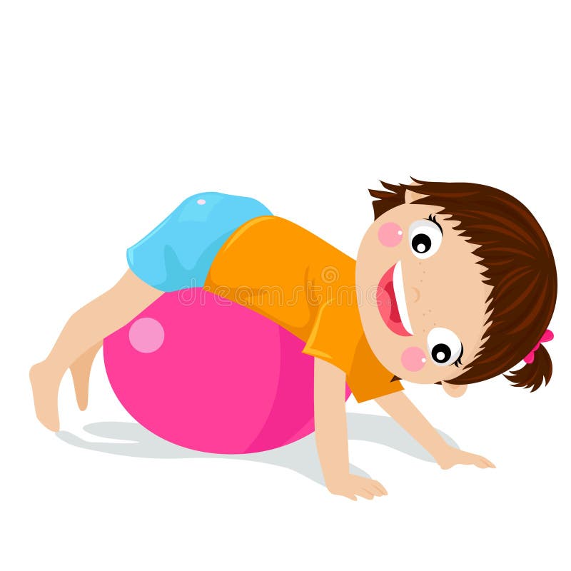 Girl In Big Red Jumping Ball Stock Vector Illustration of jumping