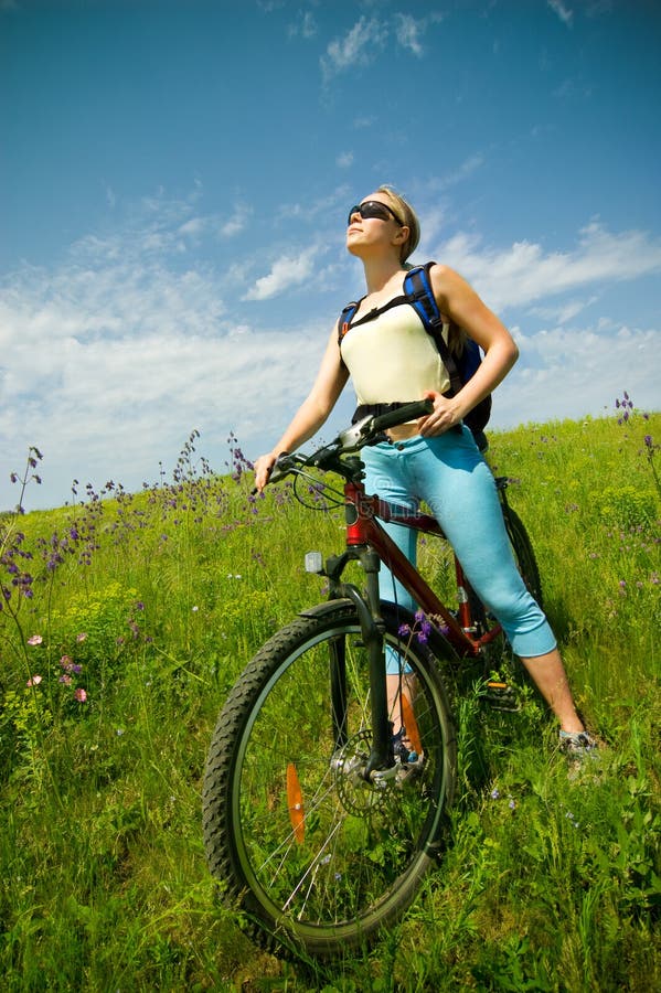 Girl biking stock image. Image of girl, bicycle, summer 9063431