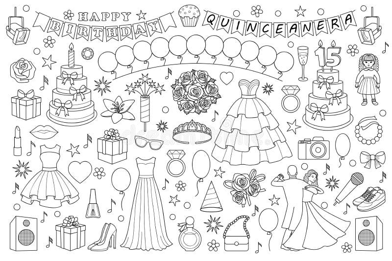 Girl Birthday Doodle Set