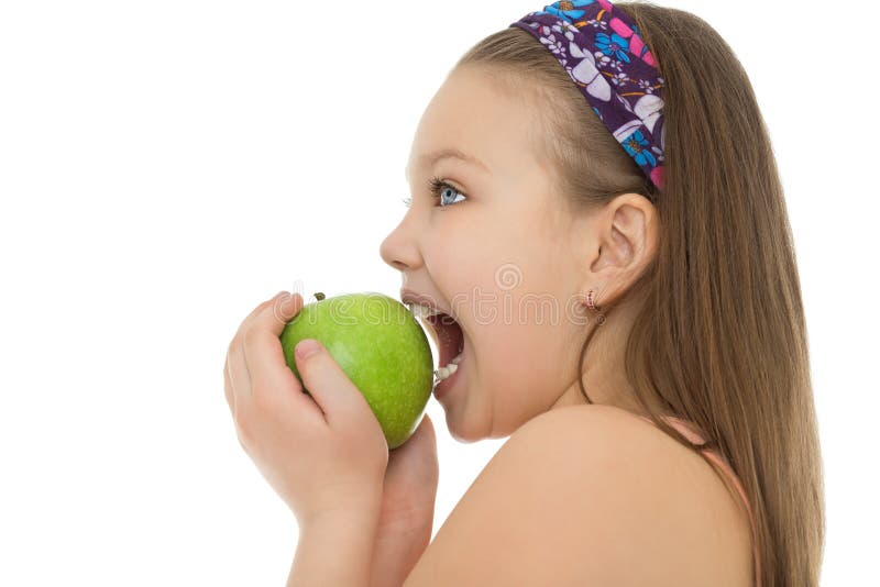 Girl bites an Apple