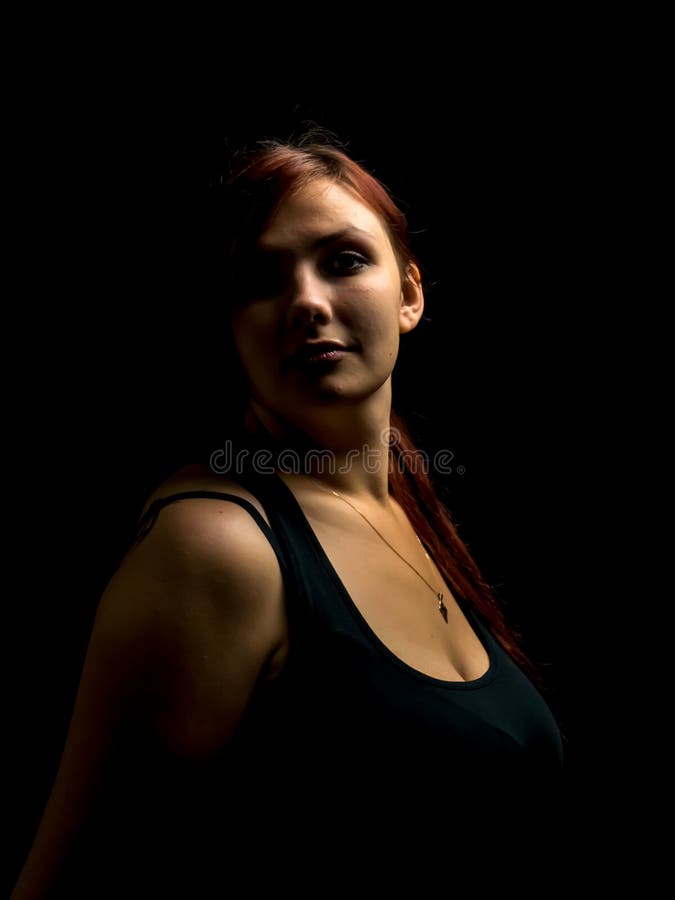 Girl at black background. stock image. Image of girl 60895435