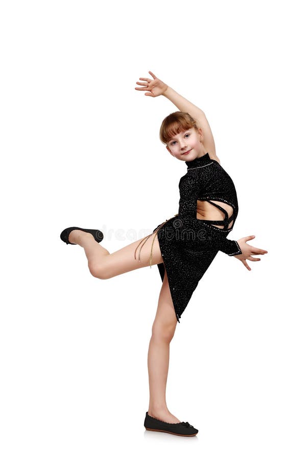 Girl in a Black Dress Dancing Stock Photo Image of movement