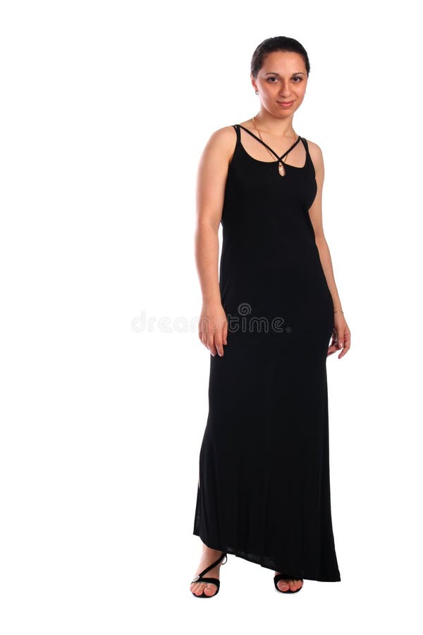 Girl in black dress posing