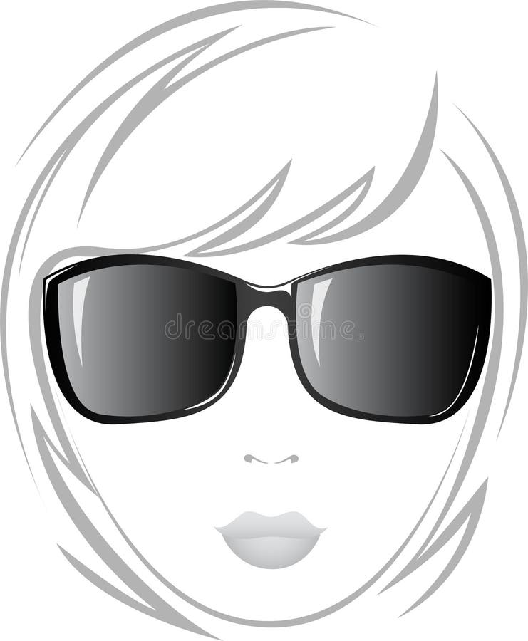 Black and white portrait of a beautiful girl in sunglasses. Black and white portrait of a beautiful girl in sunglasses
