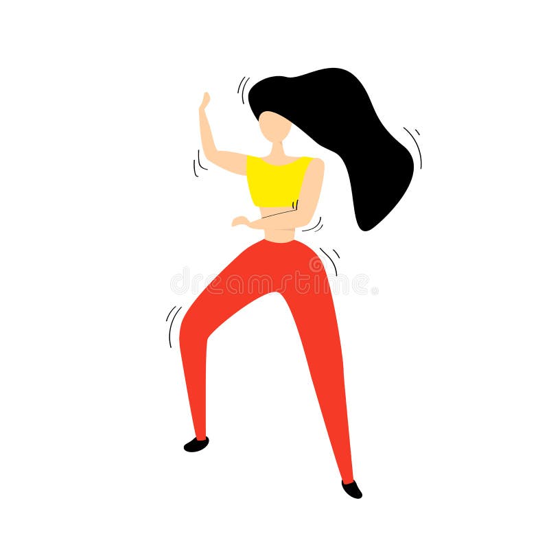 Girl with Black Hair Dances in a Yellow T-shirt and Red Pants Zumba Dance. Hands Up Stock Illustration - Illustration of activity, funny: 152313291 Girl with Black Hair Dances in a Yellow T-shirt and Red Pants Zumba Dance. Hands Up Stock Illustration - Illustration of activity, funny: 152313291