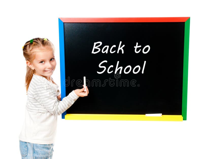 Girl with blackboard royalty free stock photos