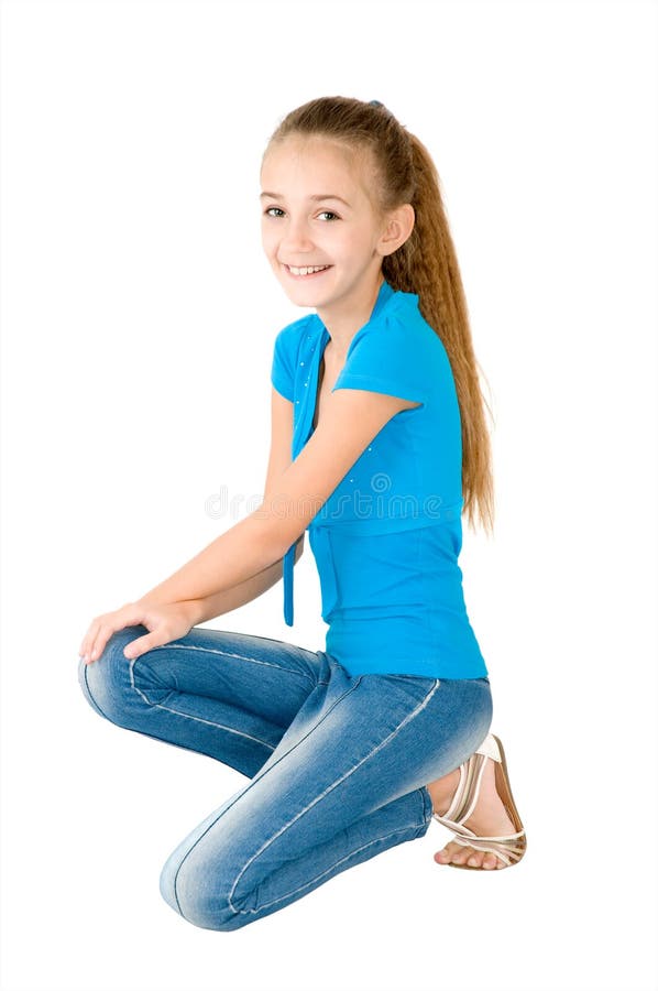 Girl in the blue blouse royalty free stock photos