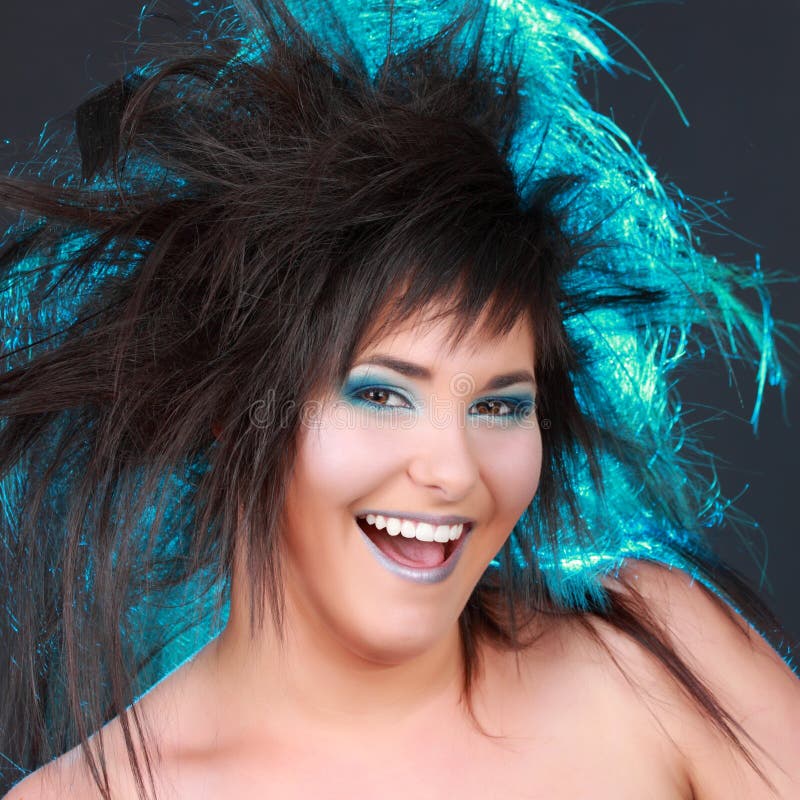 Girl with Blue Electric Hair Stock Image Image of light, beautiful 9490951