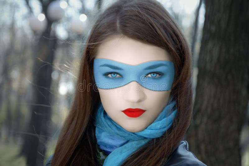 Girl in blue mask stock photo. Image of fashion, beauty 17083724