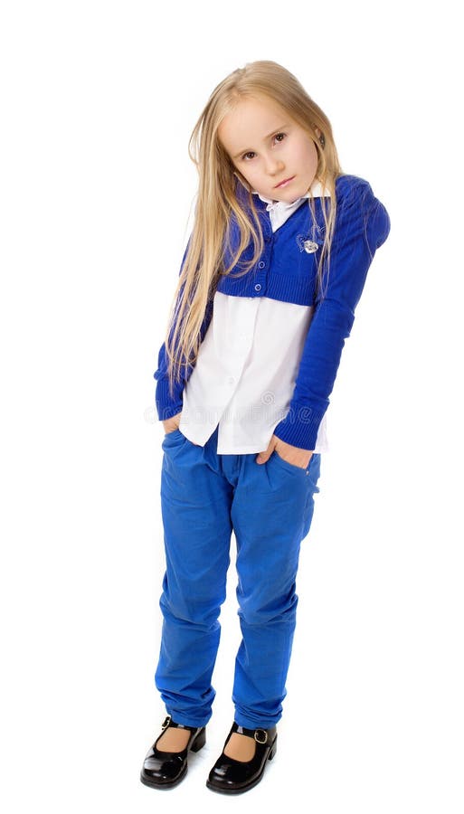 Girl in a blue suit stock image. Image of child, freedom 33092403