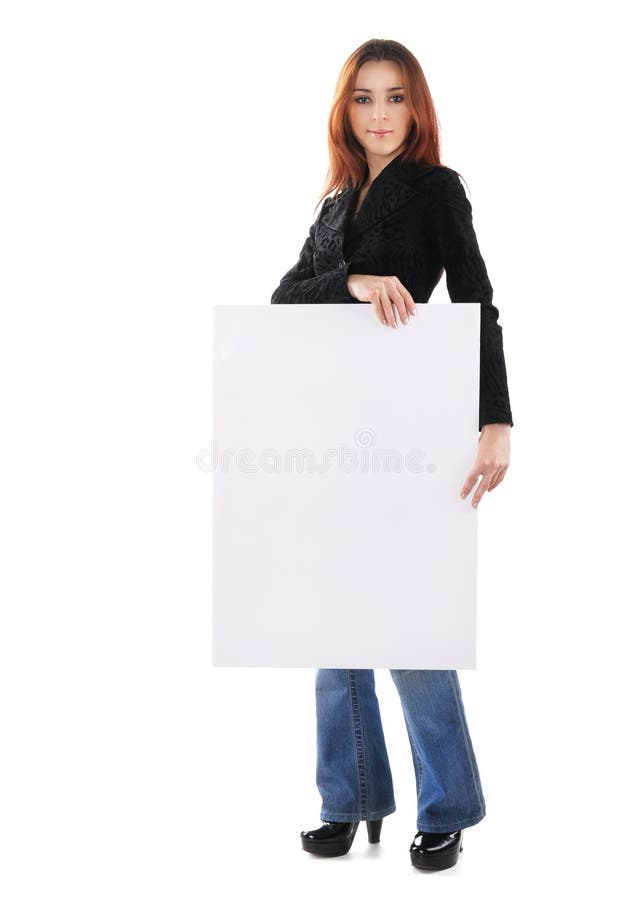 Girl with board isolated