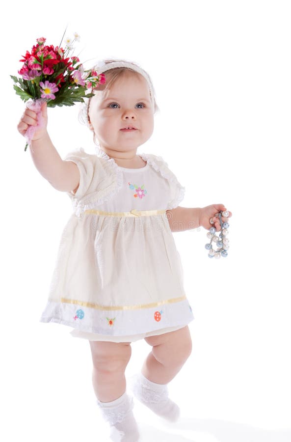 Girl with Bouquet of Flowers Stock Photo Image of lovely, flowers