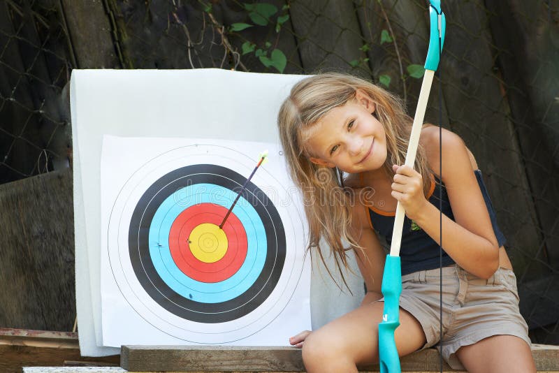 Girl with bow and sports aim