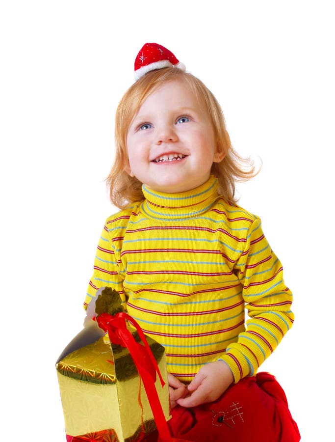 Girl with box stock image. Image of domestic, gold, celebration 7177455