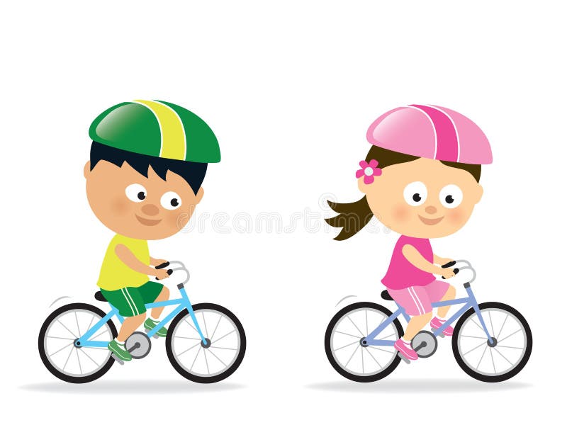 Girl and boy biking stock vector. Illustration of bikes 29059560