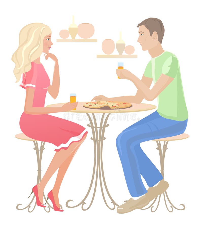 Люди сидят в кафе рисунок