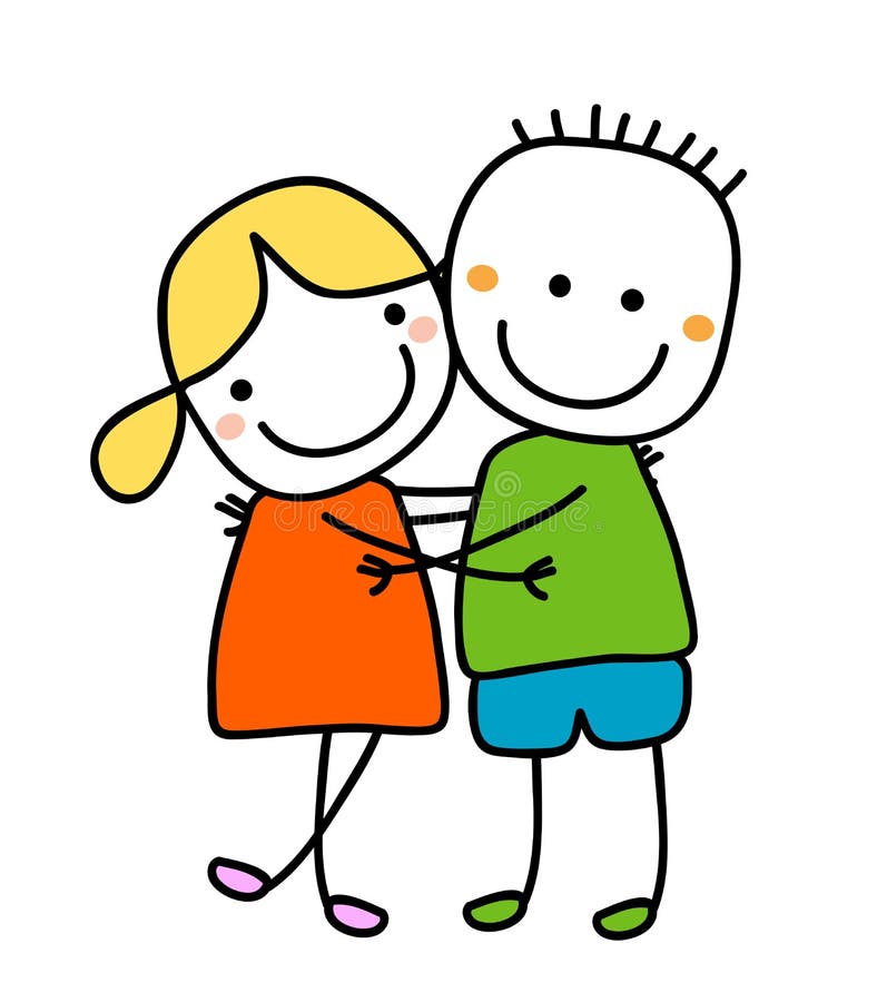 Два человечка держатся за руки рисунок