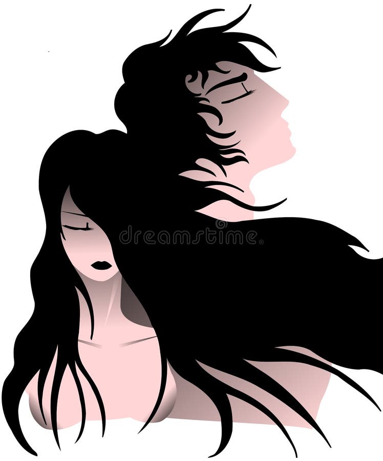 Girl and boy faces isolated