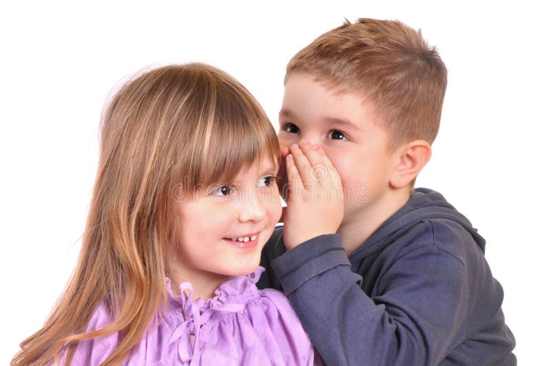 Girl and a boy gossiping stock image. Image of children - 23468017
