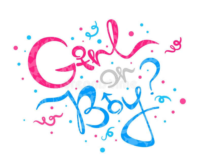 Girl or Boy lettering, gender reveal