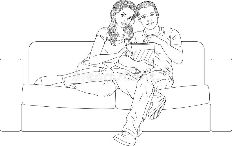 watching tv coloring page