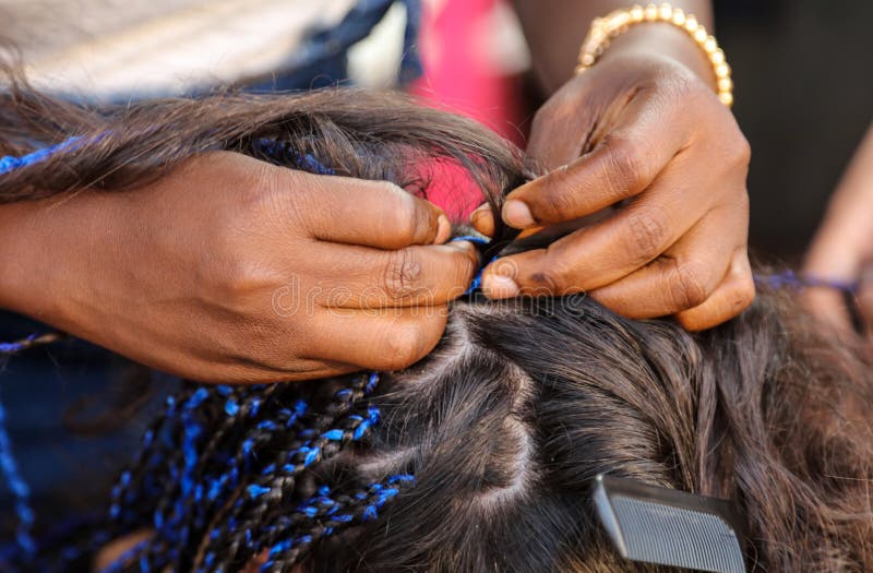 Girl braids blue African braids