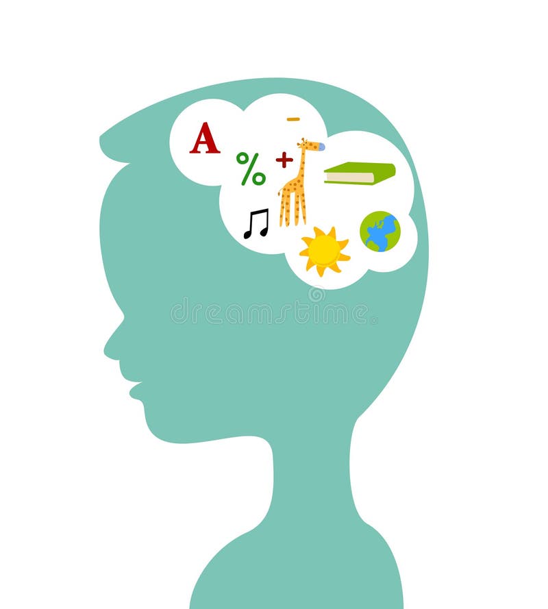 Girl brain vector illustration