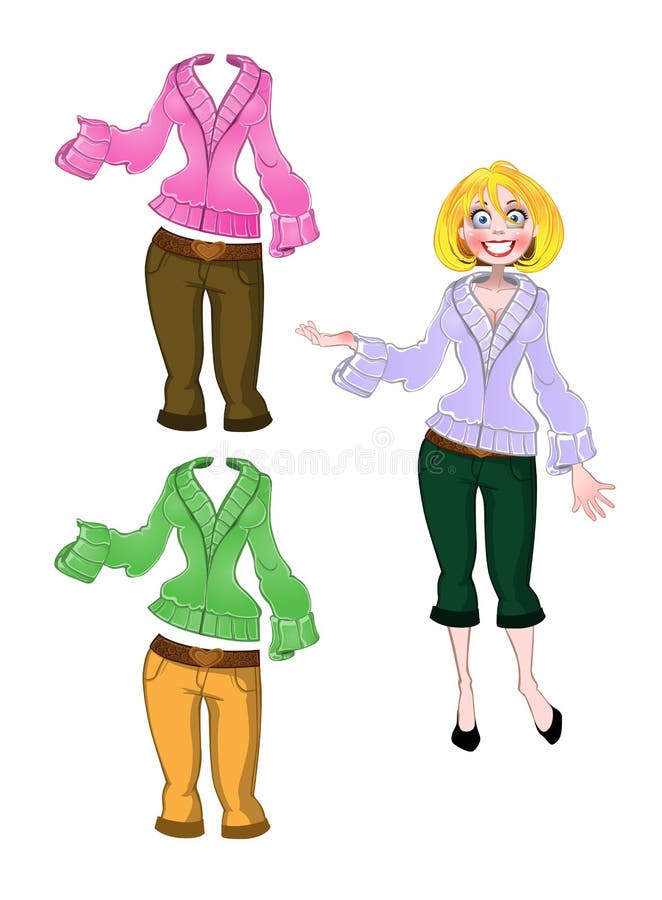 Girl in breeches and warm sweater varicolored vector illustration Girl in breeches and warm sweater varicolored vector illustration