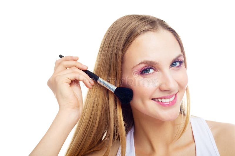 Girl with a brush stock image. Image of joyful, hair 12888247