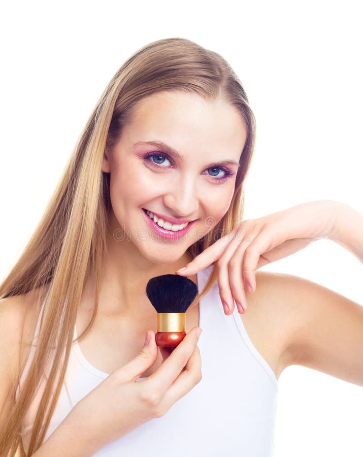 Girl with a brush stock image. Image of joyful, hair 12888247