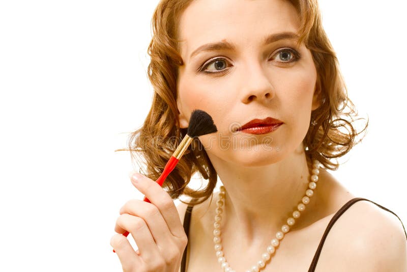 Girl with brush stock photo. Image of cosmetic, skin 19625660