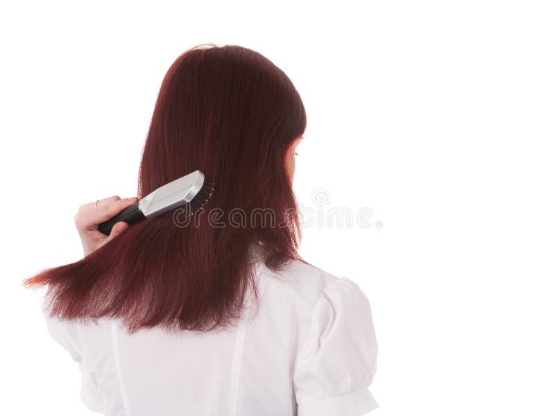 Girl brushes her hair stock image. Image of beautiful 24340571
