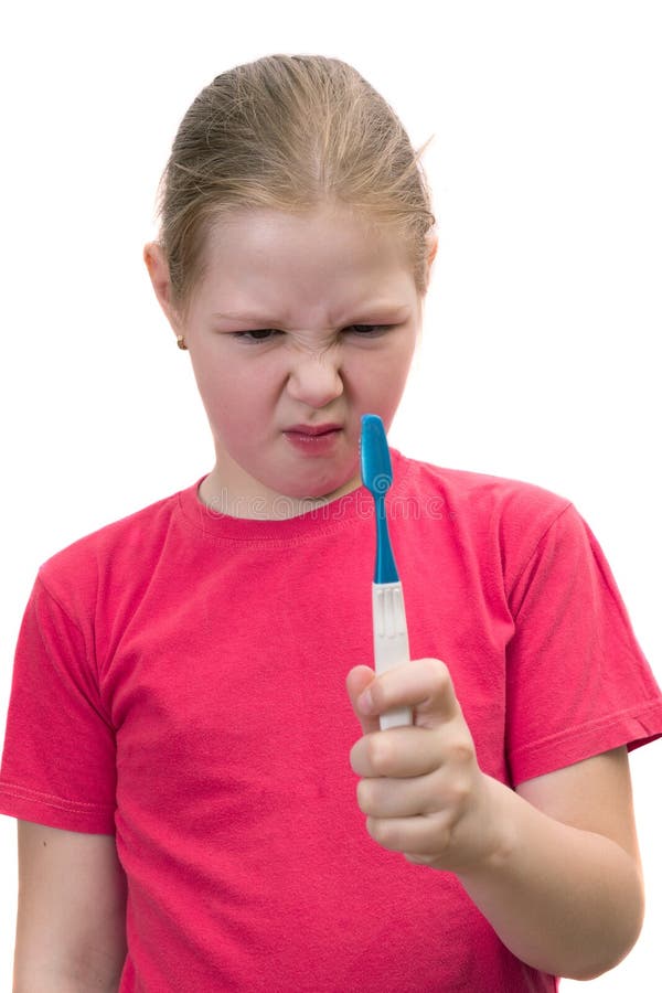 The Girl Brushes Teeth Tooth Brush Stock Image Image of caucasian