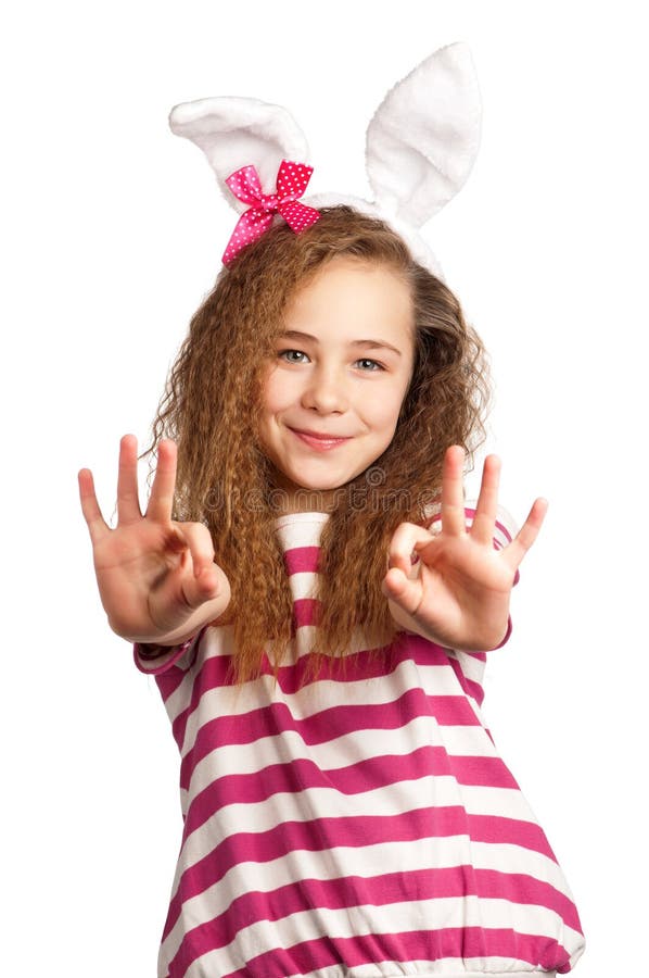 Girl with bunny ears stock image. Image of childhood 23878049
