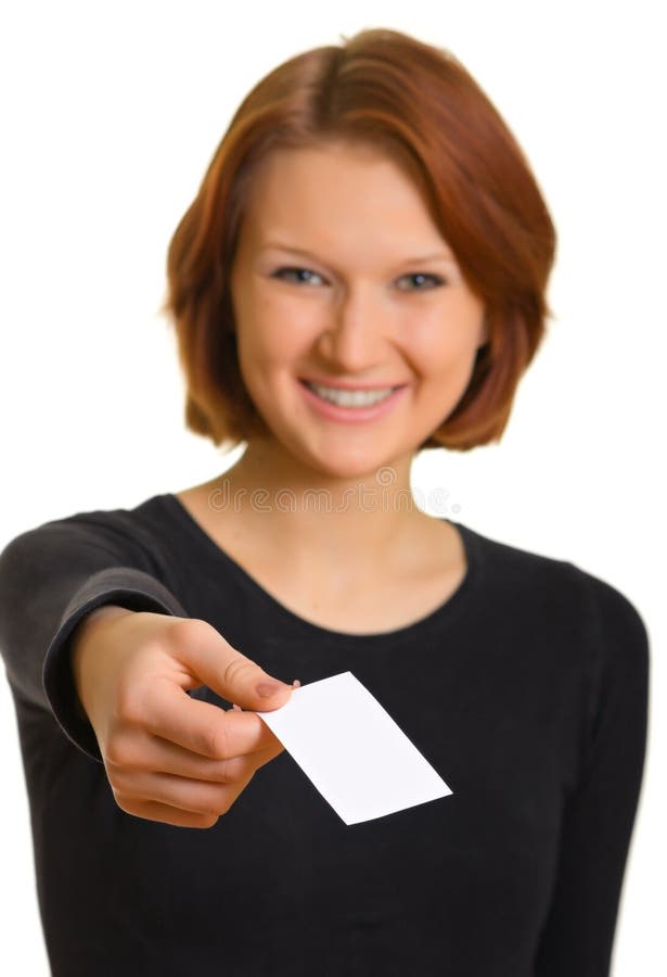 Girl with a business card