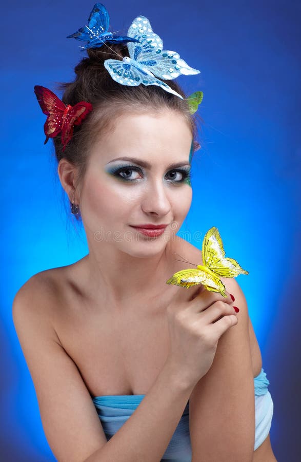 Girl with butterfly stock image. Image of insect, butterfly 13170153