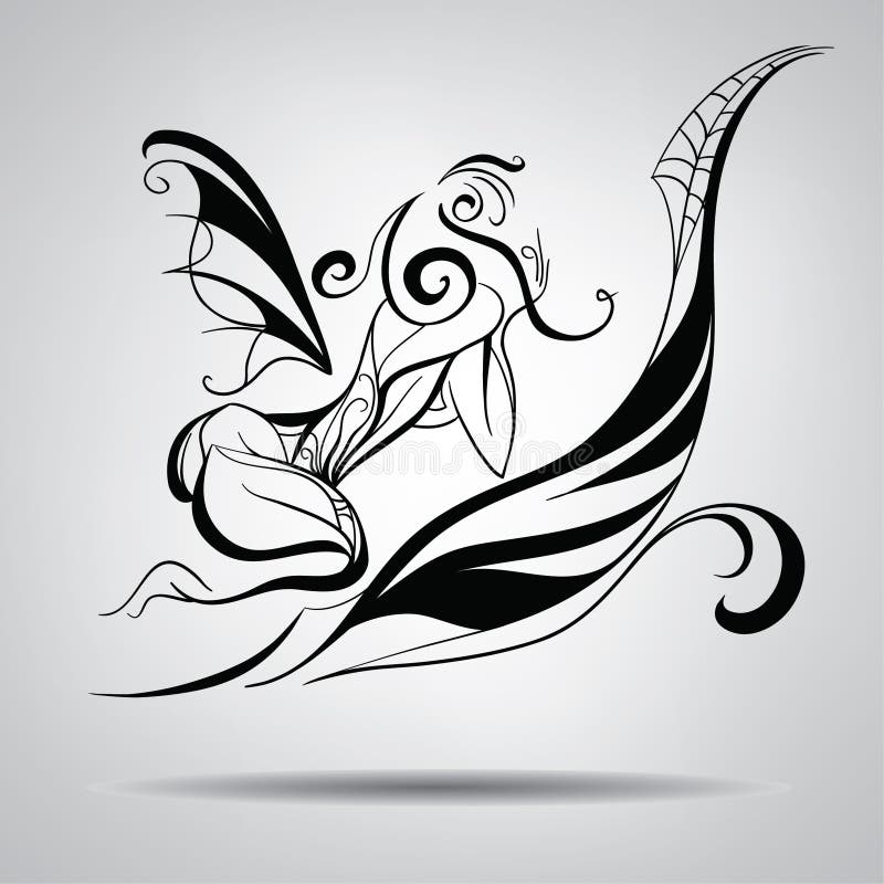 The Girl with Wings of a Butterfly. Vector Illustration Stock Vector