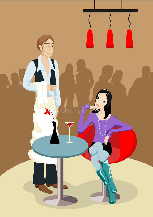 The girl in cafe stock vector. Illustration of painting 6900241