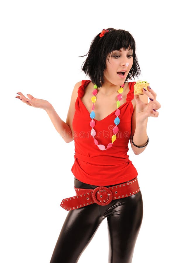 Girl with a cake stock photo. Image of cake, cream, colorful 18331838