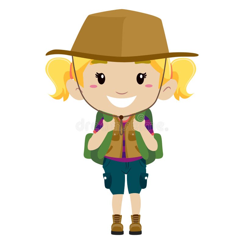 Girl in camping costume stock vector. Illustration of character - 70380327