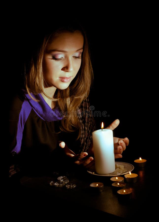 Girl with a candle stock image. Image of fairy, guess 21905753